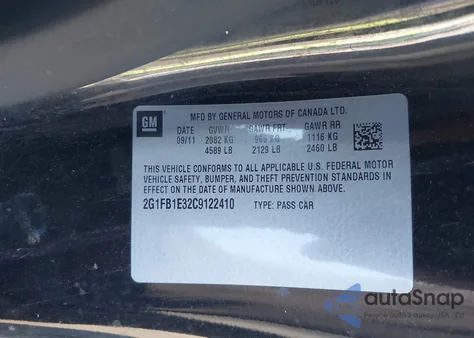 2012 Chevrolet Camaro 1Lt z USA, uszkodzony, nr VIN 2G1FB1E32C9122410